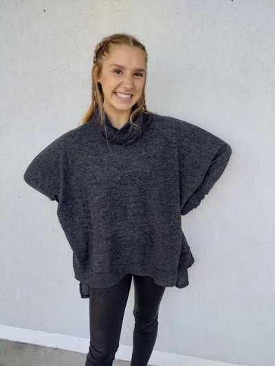 Zenana Poncho Sweater In Black