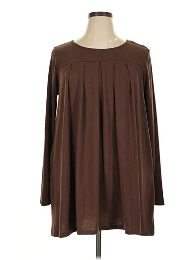 Pre-owned Zenana Premium Long Sleeve Blouse In Brown