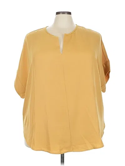 Pre-owned Zenana Premium Short Sleeve Blouse In Yellow