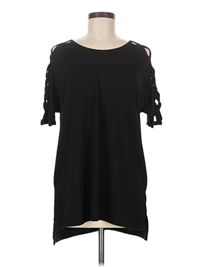 Pre-owned Zenana Premium Short Sleeve Top Black Cold Shoulder Neckline Tops