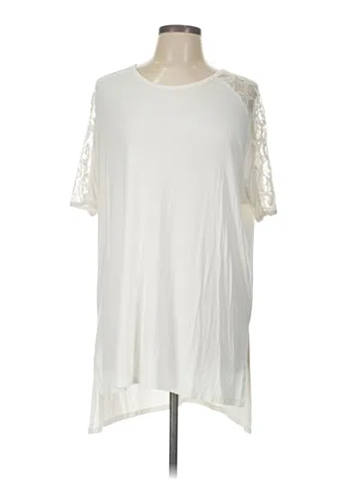 Pre-owned Zenana Premium Short Sleeve Top Ivory Cold Shoulder Neckline Tops In White