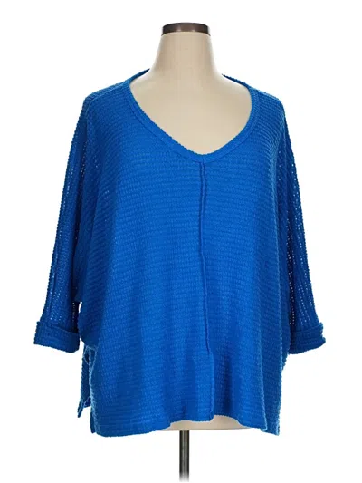 Pre-owned Zenana Pullover Sweater In Blue