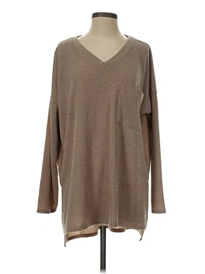 Pre-owned Zenana Pullover Sweater In Brown