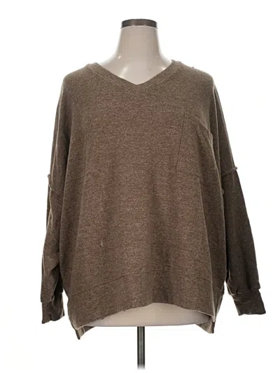 Pre-owned Zenana Pullover Sweater In Brown