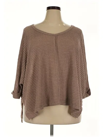 Pre-owned Zenana Pullover Sweater In Brown