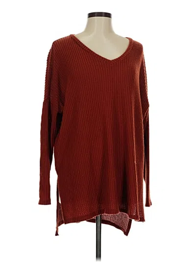 Pre-owned Zenana Pullover Sweater In Burgundy
