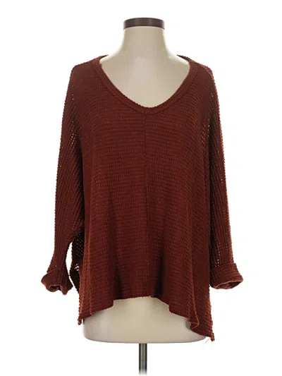 Pre-owned Zenana Pullover Sweater In Burgundy
