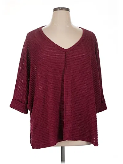 Pre-owned Zenana Pullover Sweater In Burgundy