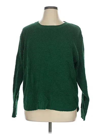 Pre-owned Zenana Pullover Sweater In Green