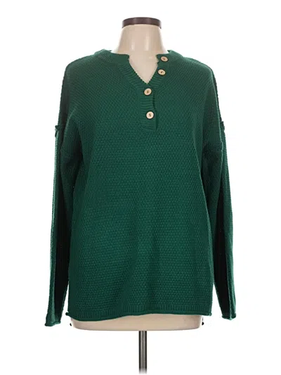 Pre-owned Zenana Pullover Sweater In Green