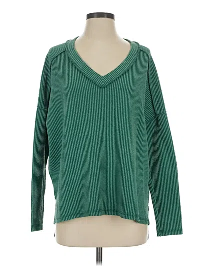 Pre-owned Zenana Pullover Sweater In Green