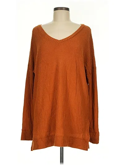 Pre-owned Zenana Pullover Sweater In Orange