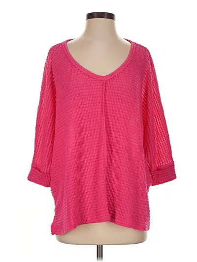 Pre-owned Zenana Pullover Sweater In Pink