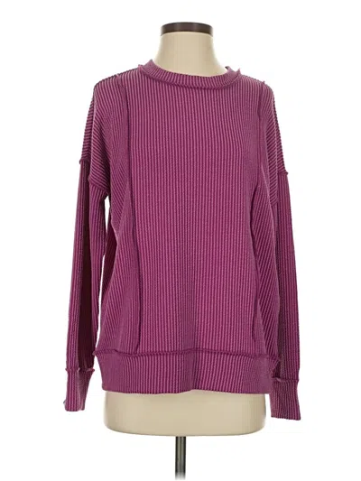 Pre-owned Zenana Pullover Sweater In Purple