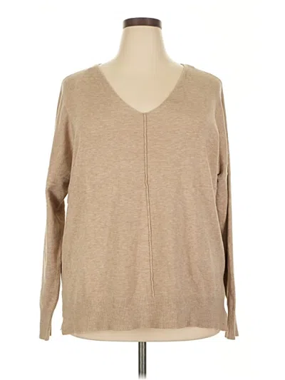 Pre-owned Zenana Pullover Sweater In Tan