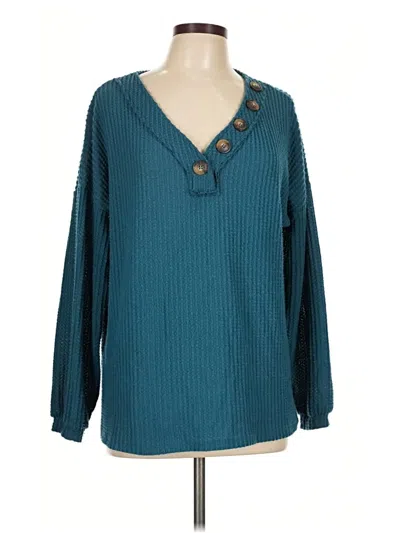Pre-owned Zenana Pullover Sweater In Teal