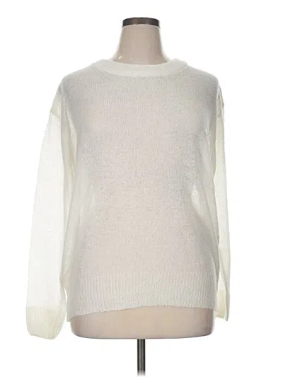 Pre-owned Zenana Pullover Sweater In White