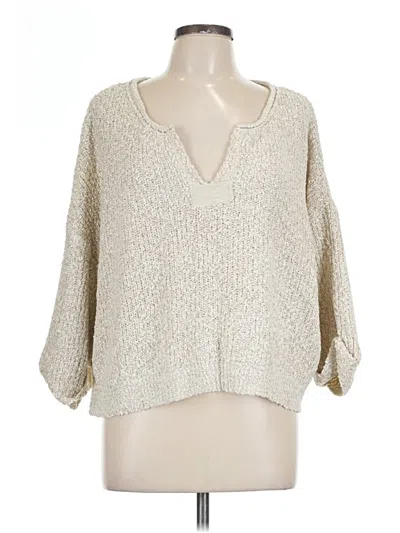 Pre-owned Zenana Pullover Sweater In White