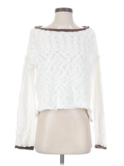 Pre-owned Zenana Pullover Sweater In White