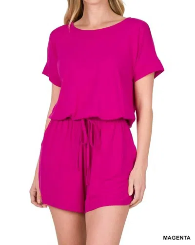 Zenana Real Cozy Romper In Magenta In Pink