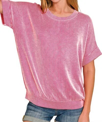 Zenana Relaxed Adventure Tee In Hot Pink
