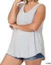 Zenana Relaxed And Luxe Sleeveless Top - Plus In Heather Gray In Gray