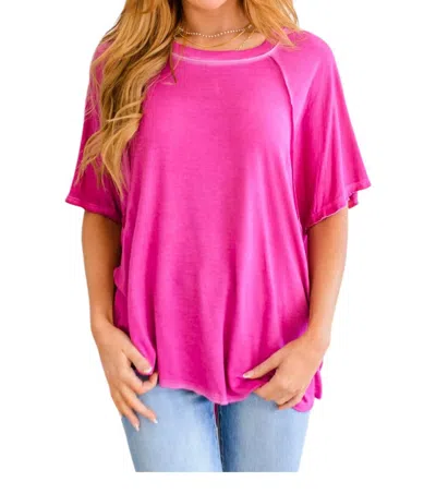 Zenana Remix Oversized T-shirt In Magenta In Pink