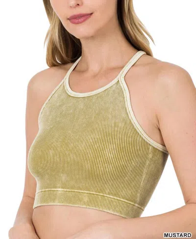 Zenana Rendezvous Crop Tank In Mustard In Yellow