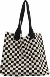 Zenana Retro Check Tote Bag In Black