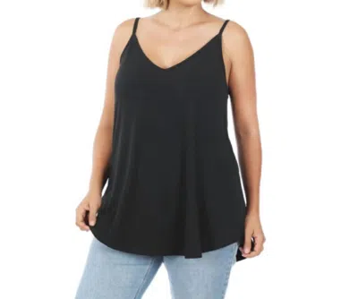 Zenana Reversible Spaghetti Strap Tank Top - Plus In Black