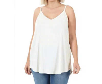 Zenana Reversible Spaghetti Strap Tank Top - Plus In Cream In White