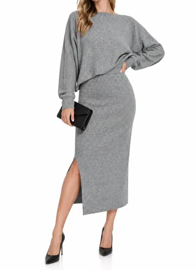 Zenana Ribbed Knit Two Piece Skirt Set In Gray