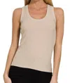 Zenana Ribbed Scoop Neck Tank Top In Light Mocha In Neutral