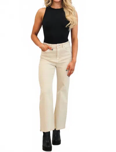 Zenana Zuri High Waisted Bootcut Jeans In Sand Beige In Neutral