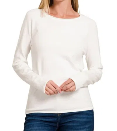 Zenana Round Neck Basic Sweater In Ivory