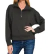 Zenana Scuba Half Zip Pullover Sweater In Black In Black
