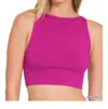 Zenana Seamless Crop Top Bralette In Magenta In Pink