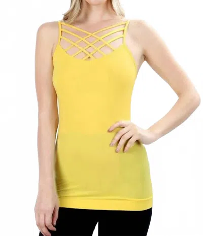 Zenana Seamless Triple Criss Cross Cami Top In Yellow