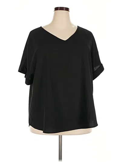 Pre-owned Zenana Short Sleeve Blouse In Black