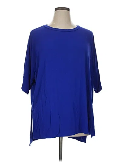 Pre-owned Zenana Short Sleeve Blouse In Blue