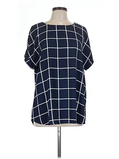Pre-owned Zenana Short Sleeve Blouse In Blue