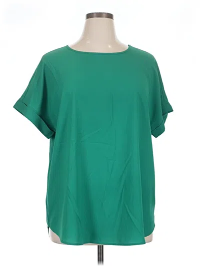 Pre-owned Zenana Short Sleeve Blouse In Green