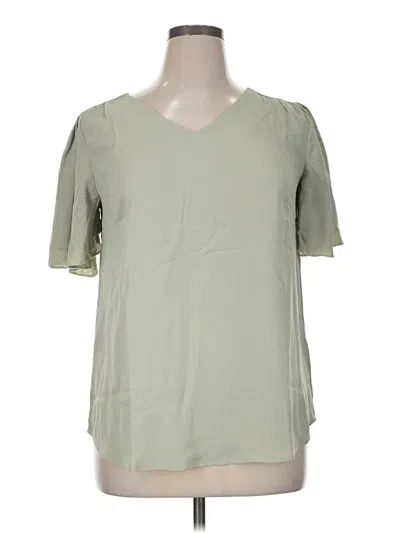 Pre-owned Zenana Short Sleeve Blouse In Green