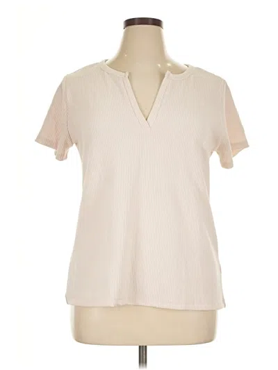 Pre-owned Zenana Short Sleeve Blouse In Ivory