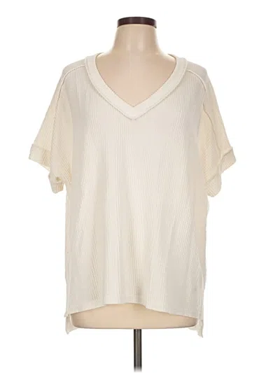 Pre-owned Zenana Short Sleeve Blouse In Ivory