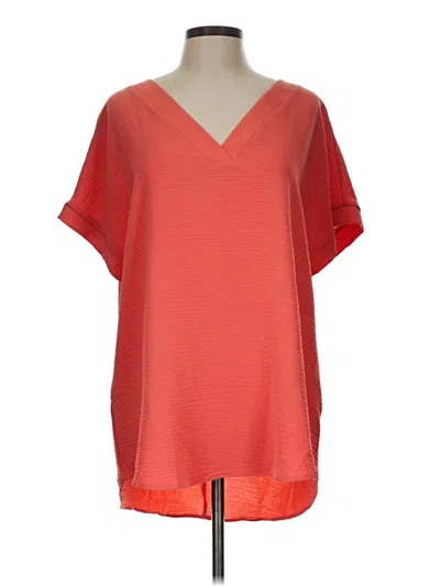 Pre-owned Zenana Short Sleeve Blouse In Orange
