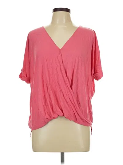 Pre-owned Zenana Short Sleeve Blouse In Pink