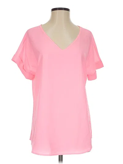 Pre-owned Zenana Short Sleeve Blouse In Pink