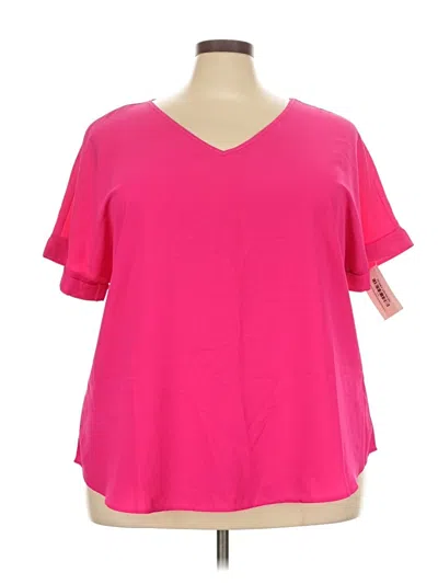 Zenana Short Sleeve Blouse In Pink
