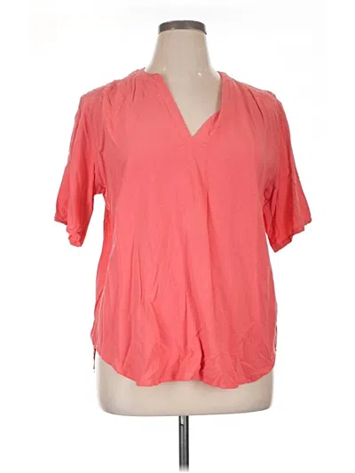 Pre-owned Zenana Short Sleeve Blouse In Pink